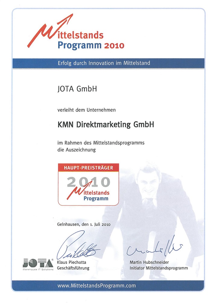 Mittelstandspreis Auszeichnung 2010 2